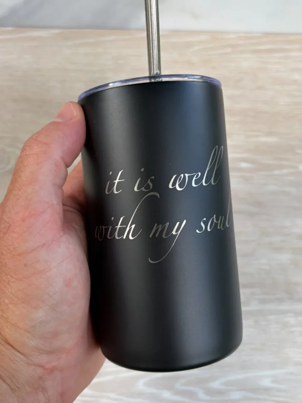It Is Well Tumbler 12 oz Black Stainless Steel Insulated Christian Travel Mug
